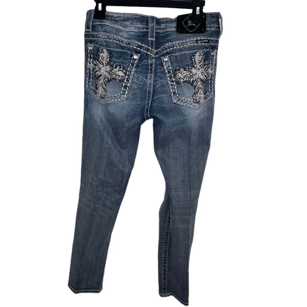 Miss Me Ankle Straight Jeans Womens JES424AT2 bling 28 cross embellished pockets